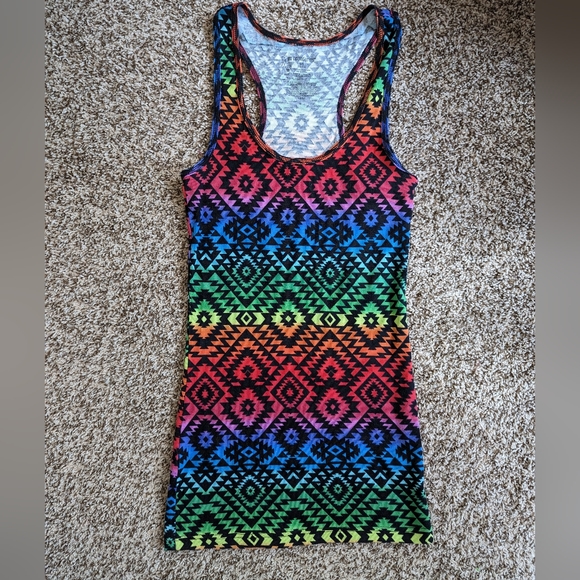 Colorful Aztec Print Ribbed T-Shirt/Mini-Dress (Rainbow of Colors) - Picture 7 of 12